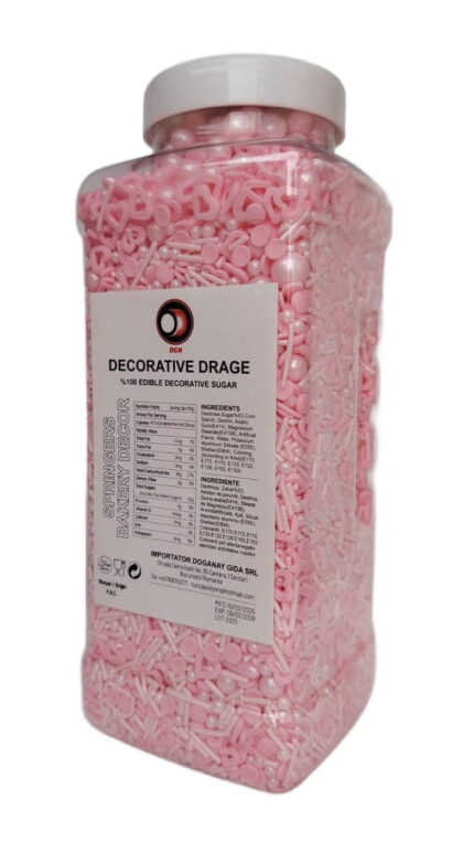 sprinkles decorative roz din zahăr pentru torturi și cupcakes