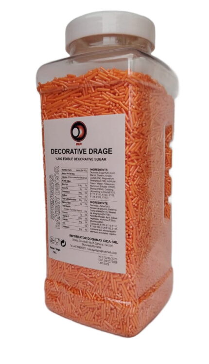 vermicelli decorativi portocalii din zahăr pentru torturi și prăjituri