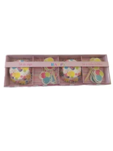 Set brioșe cu toppere 24 buc – Baloane pastel