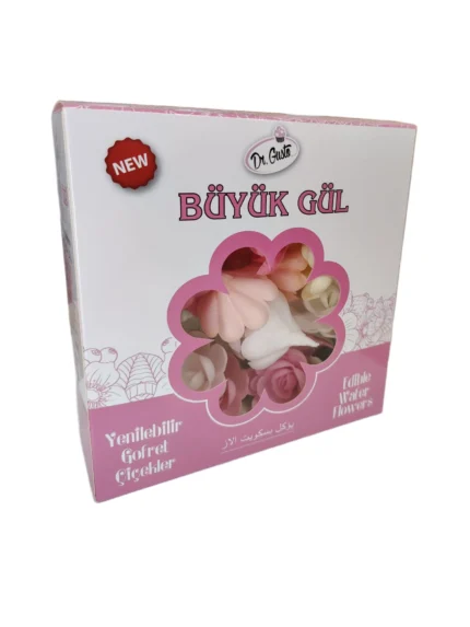 Flori comestibile din napolitană Dr. Gusto – 25 trandafiri mari + 75 frunze jumbo